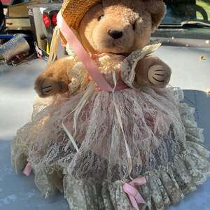 Vintage 1987 Bearly People Victorian Bear with Original Dress, Hat, and Parasol